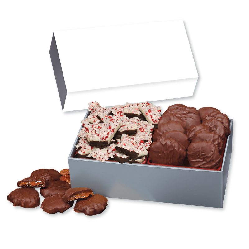 Custom Pecan Clusters & Peppermint Bark in Gift Box with Full Color Sleeve - 1