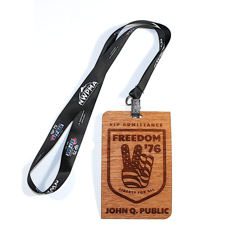 Real-Wood-Event-Badge-Credential-W-CRDNT Custom Real Wood Event Badge Credential