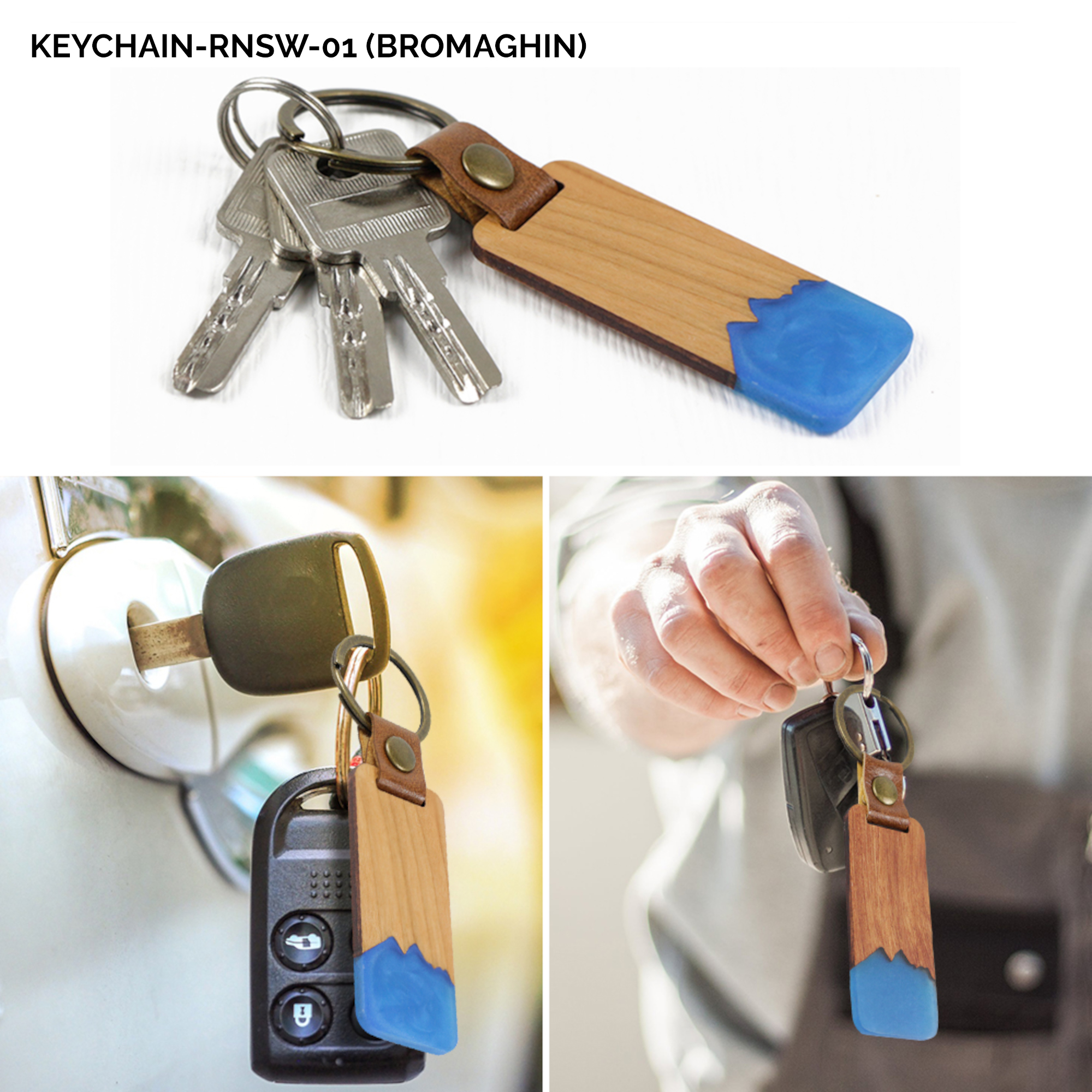 Rasin Key Chain Resin & Wood Keychain (BROMAGHIN) – Swag Made in the USA