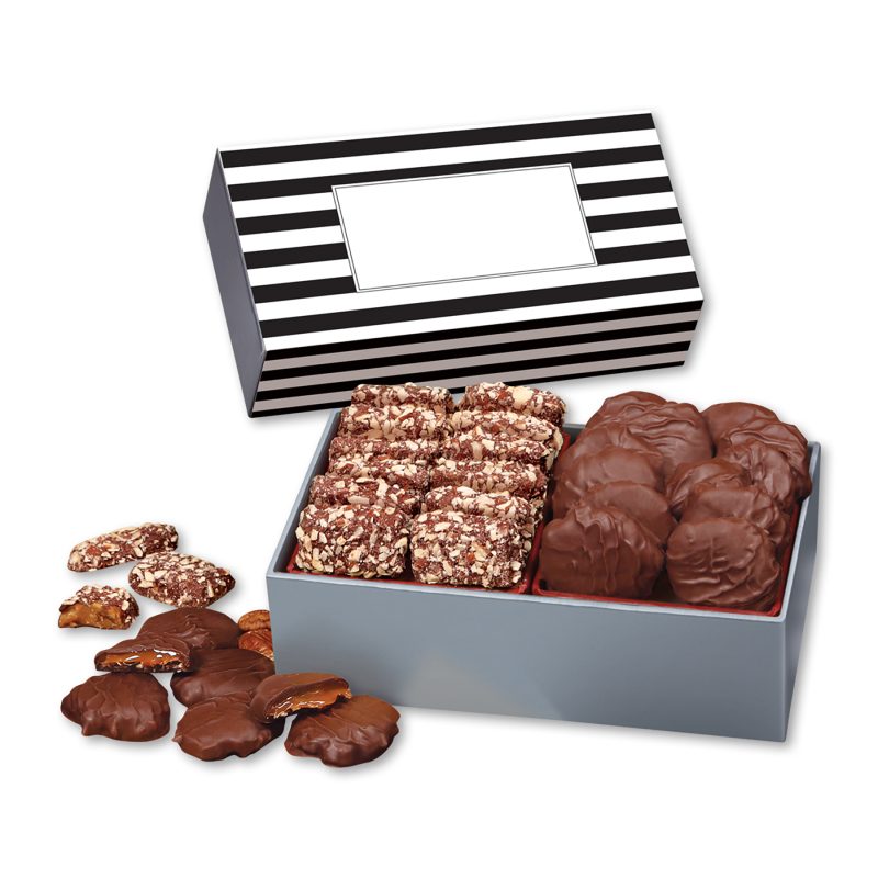 Custom Toffee & Pecan Clusters in Gift Box with Stripes Sleeve - 1