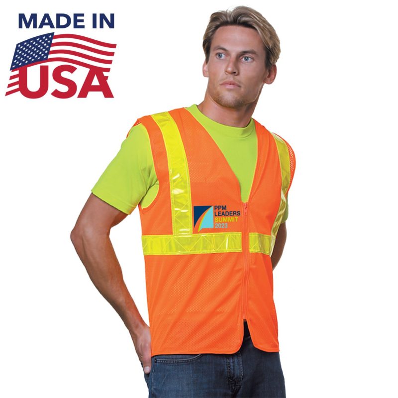 USA-Made-Class-2-Mesh-Reflective-Safety-Vest-MWBS3780 Custom USA Made Class 2 Mesh Reflective Safety Vest