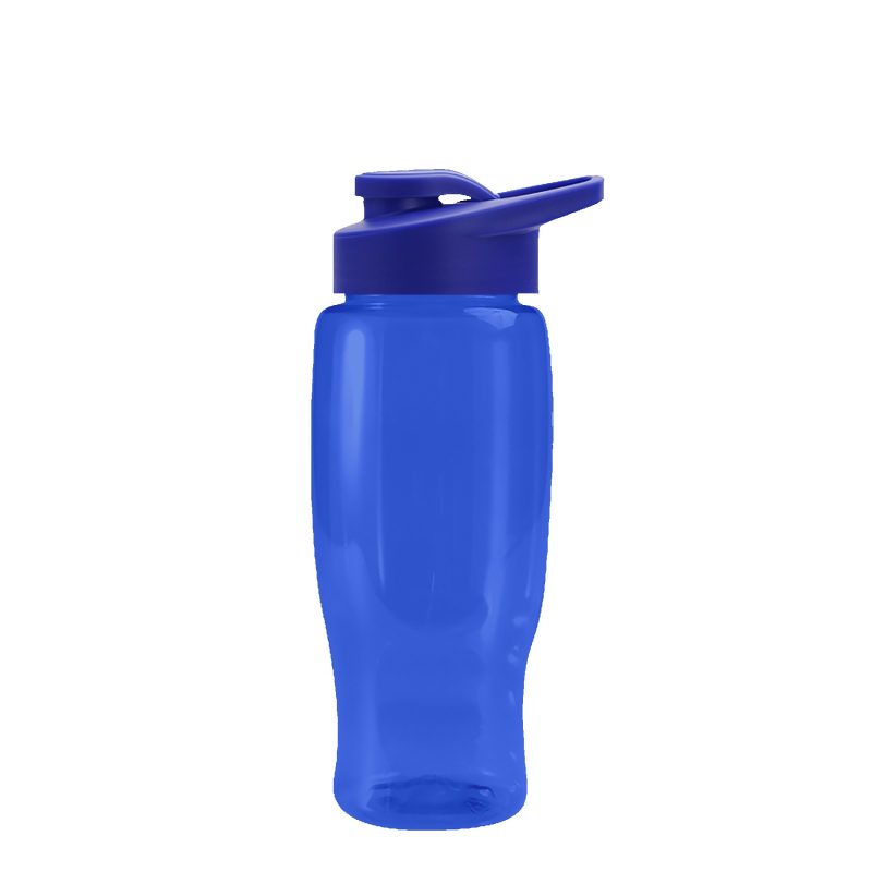 Custom UpCycle Poly-Pure 27 oz. Transparent Bottle with Drink Thru Lid - 2