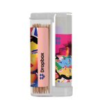 Custom Wooden Toothpicks in a Rectangular Flip-Top Duo w/ SPF 15 Lip Balm - 2