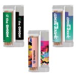 Custom Wooden Toothpicks in a Rectangular Flip-Top Duo w/ SPF 15 Lip Balm - 3