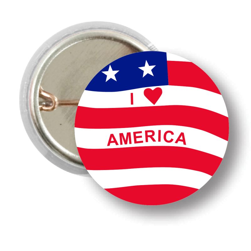 1-Round-I-Heart-American-Stock-Button-40LPB-AMERICA Custom 1" Round I Heart American Stock Button