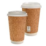 Custom 16 oz. Full Color Cork Pattern Paper Cup With Lid - 1