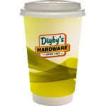 Custom 16 oz. Full Color Groovy Paper Cup With Lid - 2