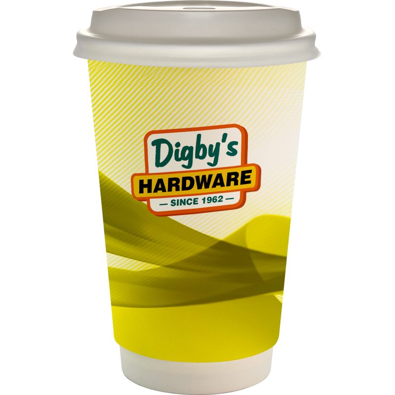 Custom 16 oz. Full Color Groovy Paper Cup With Lid - 2