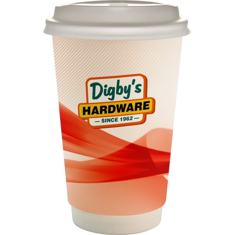 Custom 16 oz. Full Color Groovy Paper Cup With Lid - 6