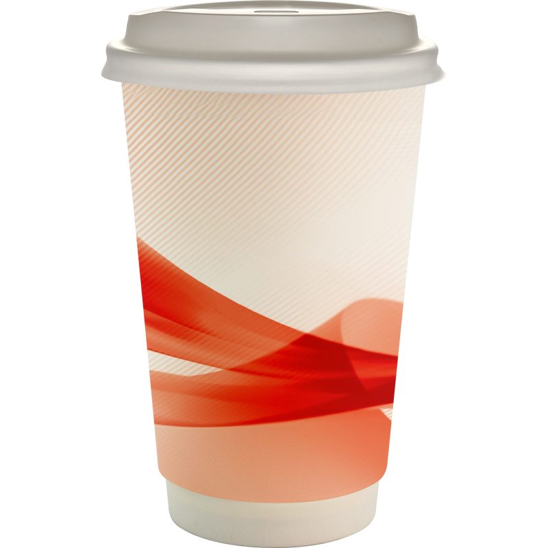 Custom 16 oz. Full Color Groovy Paper Cup With Lid - 7