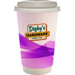 Custom 16 oz. Full Color Groovy Paper Cup With Lid - 8