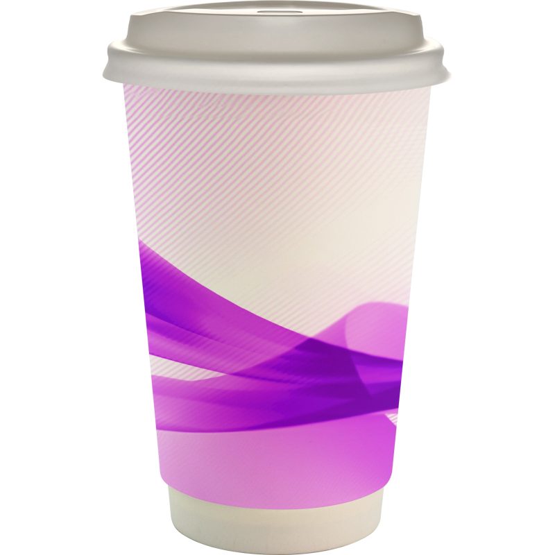 Custom 16 oz. Full Color Groovy Paper Cup With Lid - 9