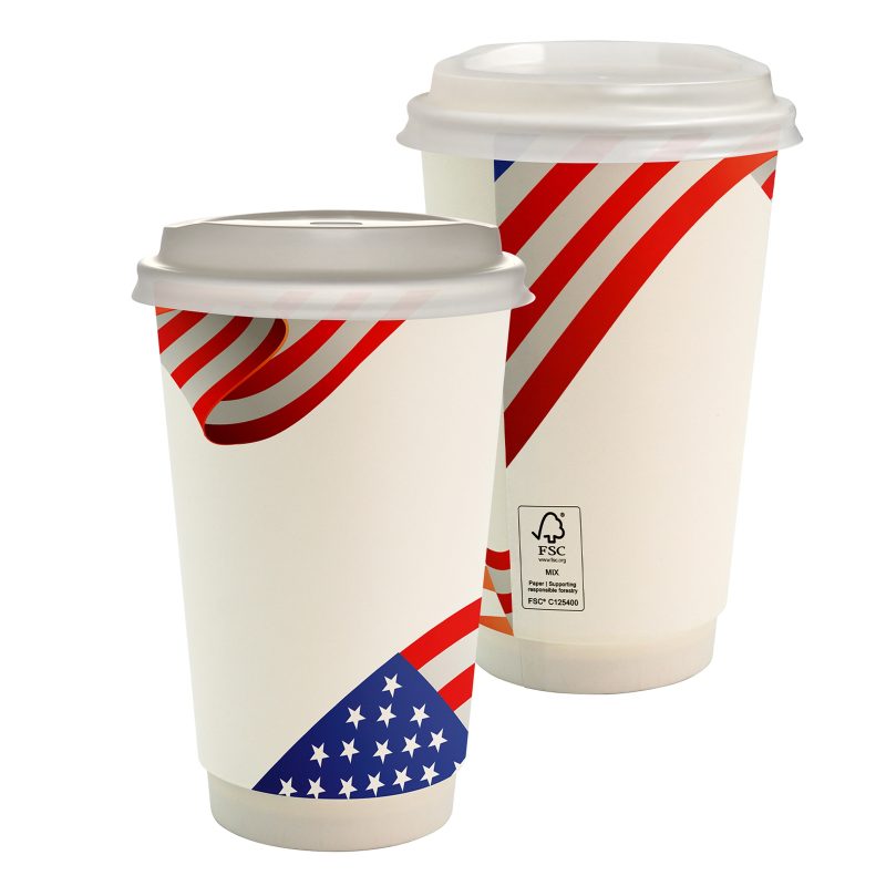 Custom 16 oz. Full Color Patriotic Paper Cup With Lid - 1