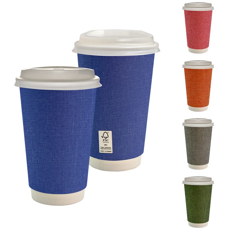 Custom 16 oz. Full Color Ridge Paper Cup With Lid - 1