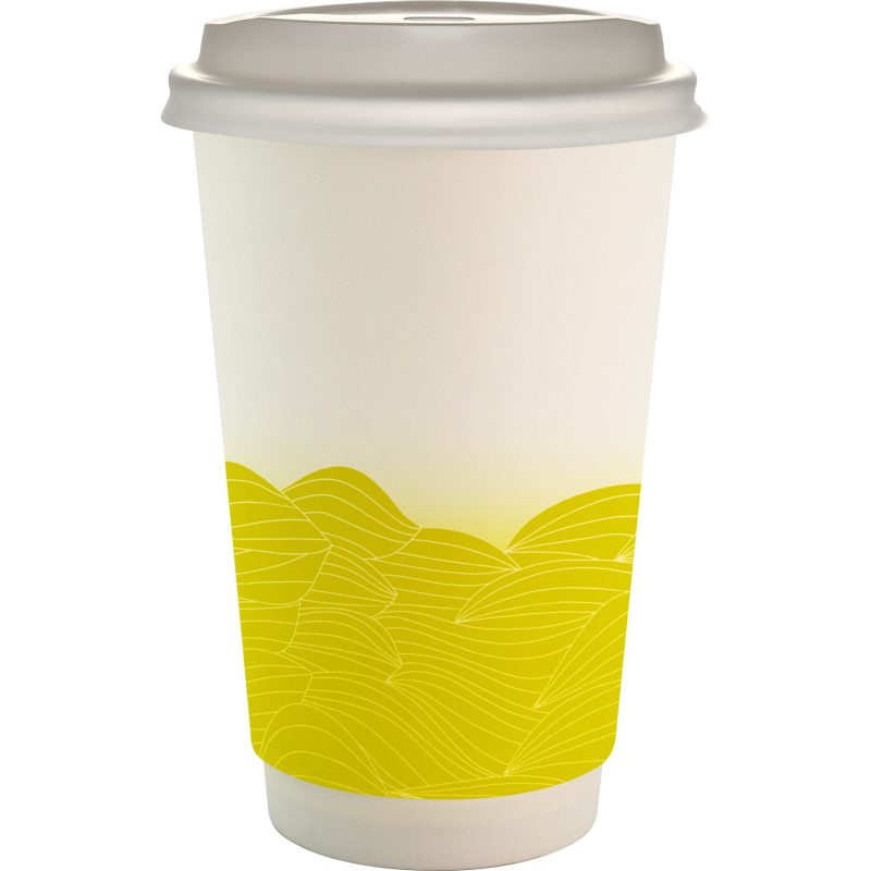 Custom 16 oz. Full Color Turbulent Waves Paper Cup With Lid - 3