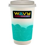 Custom 16 oz. Full Color Turbulent Waves Paper Cup With Lid - 4