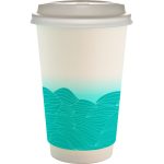 Custom 16 oz. Full Color Turbulent Waves Paper Cup With Lid - 5