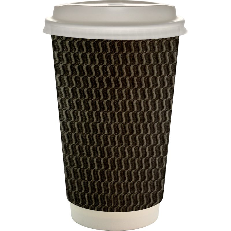 Custom 16 oz. Full Color Wave Paper Cup With Lid - 3