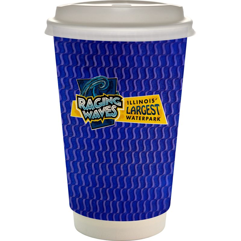 Custom 16 oz. Full Color Wave Paper Cup With Lid - 4