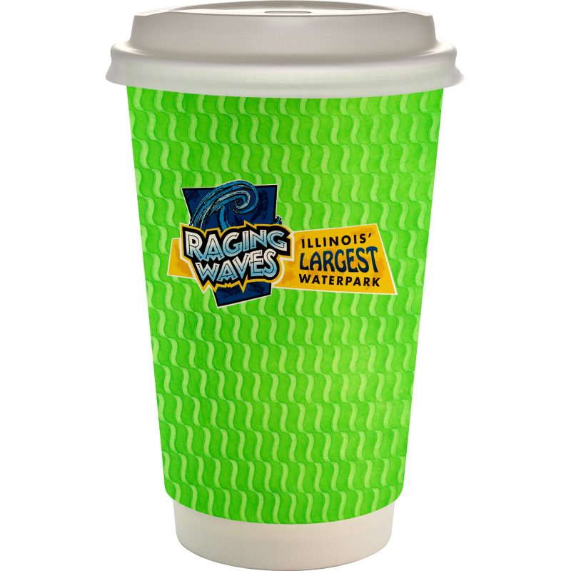 Custom 16 oz. Full Color Wave Paper Cup With Lid - 6