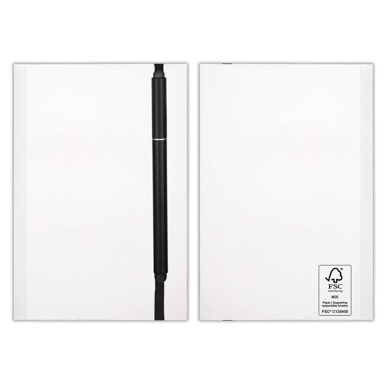 Custom 4" x 6" Perfect Paper Cover Notebook with Elastic Stylus Pen - 4