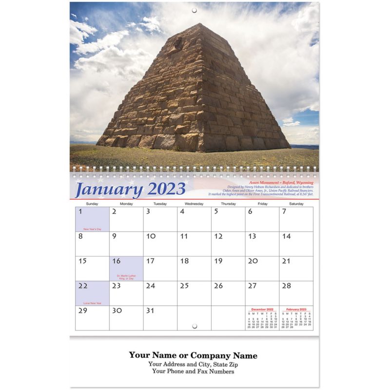 Custom Amer. Landmarks Wall Cal Spiral - 2