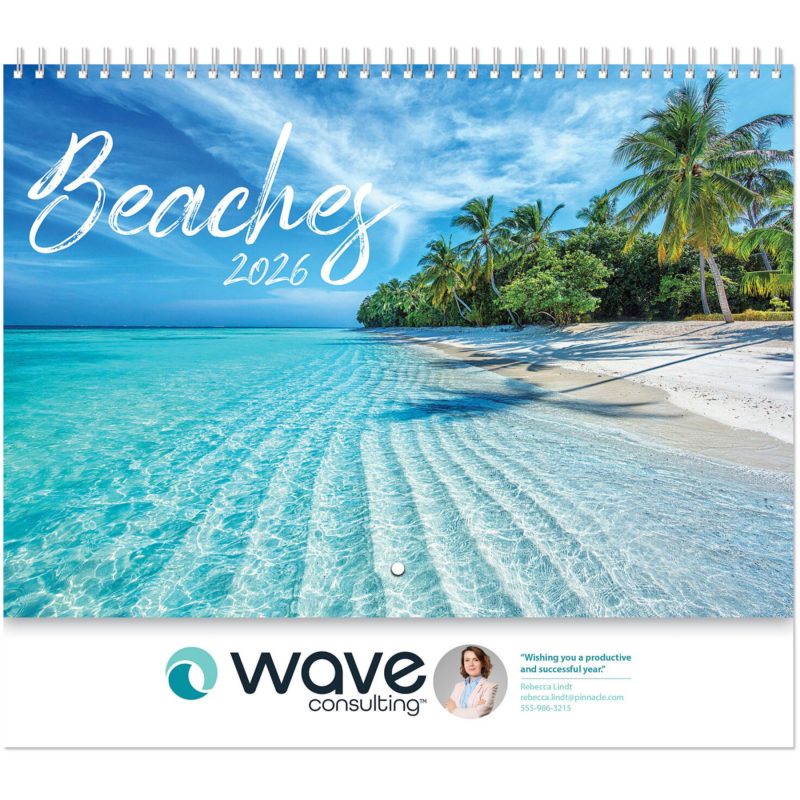 Custom Full Color Beaches Spiral Wall Calendar - 1