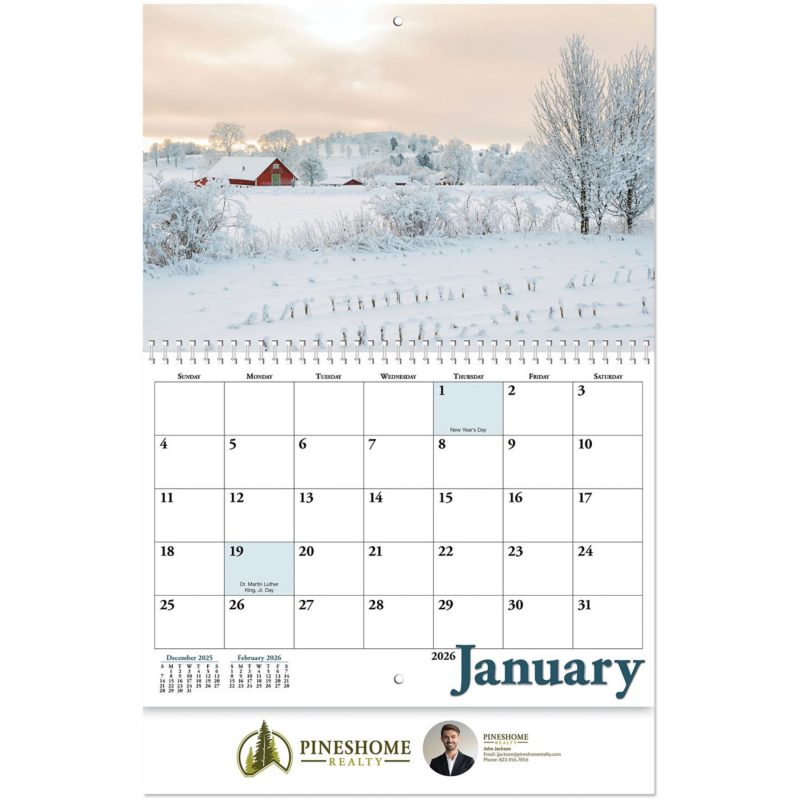 Custom Full Color Country Memories Spiral Wall Calendar - 2