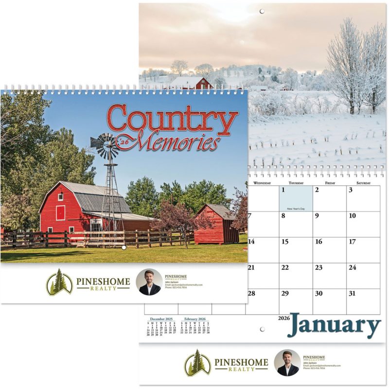 Custom Full Color Country Memories Spiral Wall Calendar