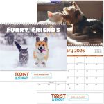 Custom Full Color Furry Friends Spiral Wall Calendar