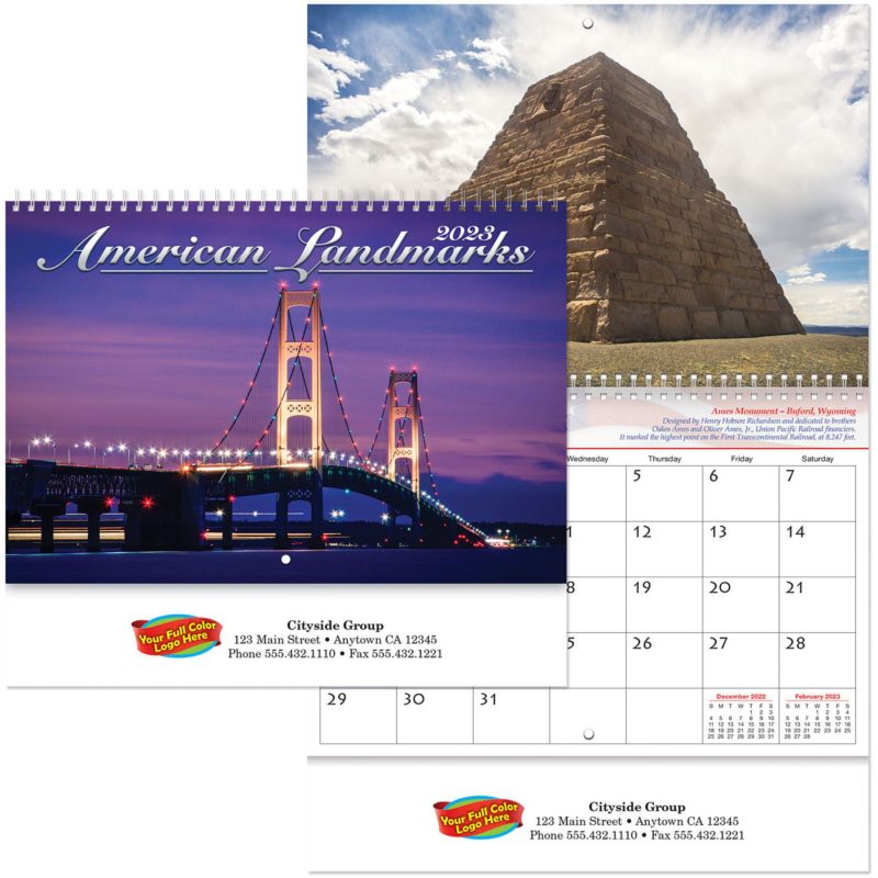 Custom Full Color History Landmarks Spiral Calendar