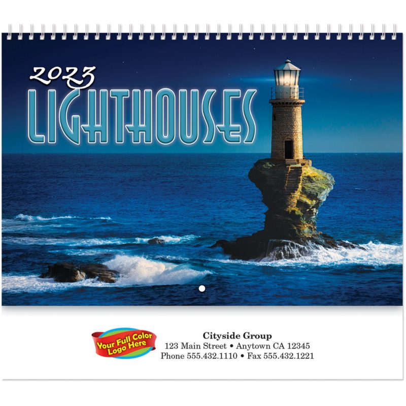 Custom Full Color Lighthouses Spiral Wall Calendar - 1
