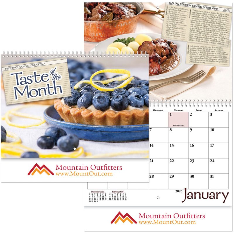 Full-Color-Taste-Of-The-Month-Spiral-Wall-Calendar-DC3582FC Custom Full Color Taste Of The Month Spiral Wall Calendar