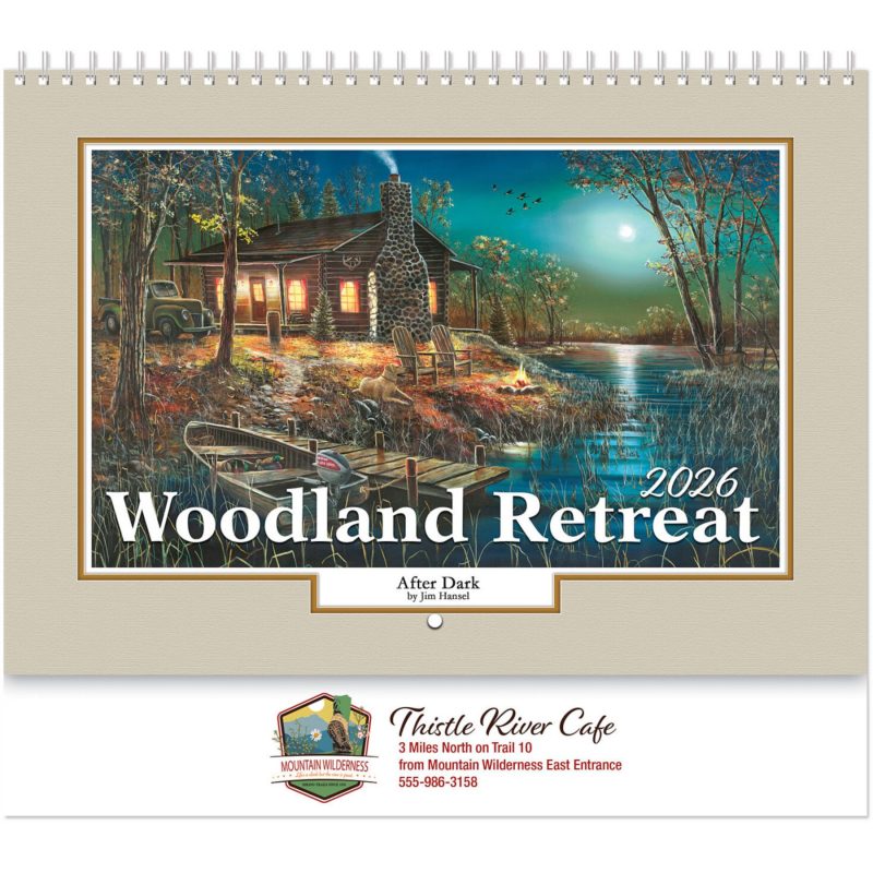 Custom Full Color Woodland Retreat Spiral Wall Calendar - 1