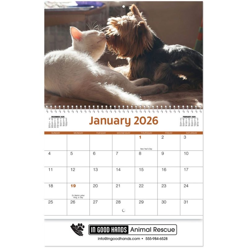 Custom Furry Friends Wall Calendar Spiral - 2
