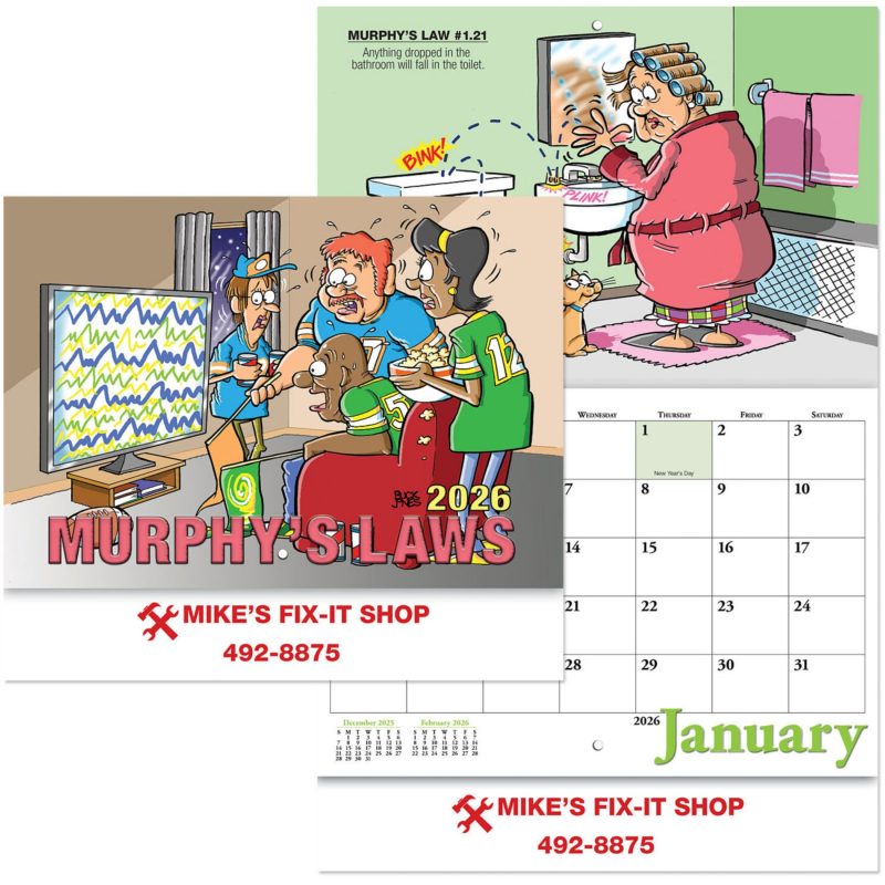 Murphys-Laws-Stapled-Wall-Calendar-DC3094 Custom Murphy's Laws Stapled Wall Calendar