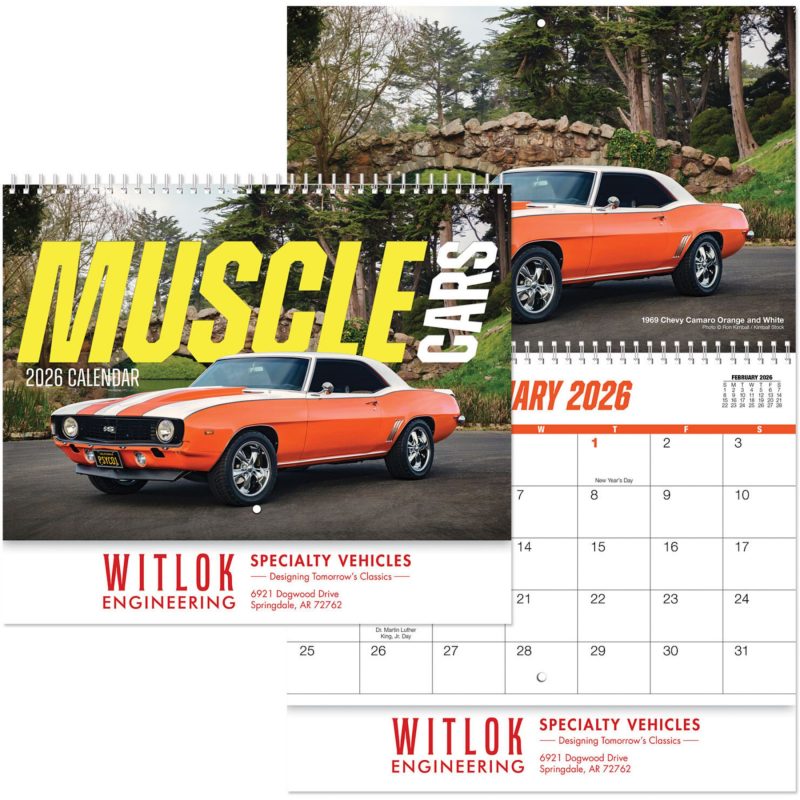 Custom Muscle Cars Wall Calendar Spiral