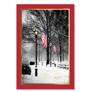Custom Patriotic Winter Path Holiday Card