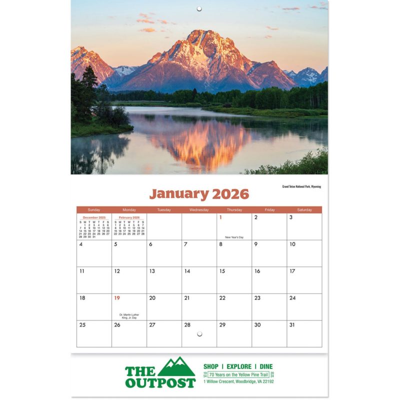 Custom Scenes Across America Stapled Wall Calendar - 2