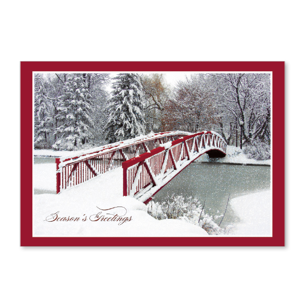 Snow-Covered-Bridge-Holiday-Card-DG1486 Custom Snow Covered Bridge Holiday Card