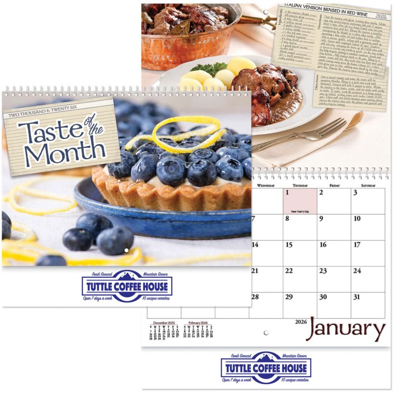 Taste-Of-Month-Wall-Calendar-Spiral-DC3582 Custom Taste Of Month Wall Calendar Spiral