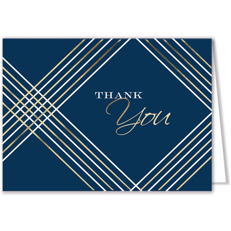 Custom Thank You Greeting Card - Blue Geometric