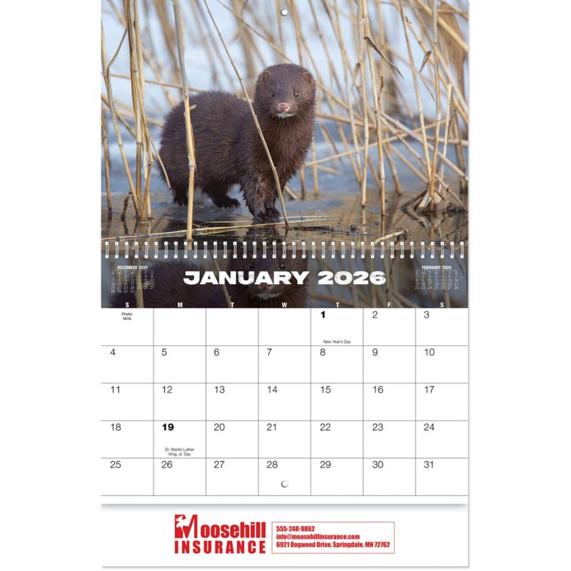 Custom Wildlife Wall Calendar Spiral - 2