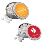 Custom 1 3/4" Small Round Push Tin with Mints