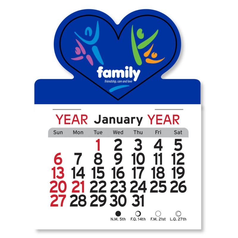 Adhesive-Peel-N-Stick®-Calendar-Heart-1034 Custom Adhesive Peel-N-Stick® Calendar - Heart