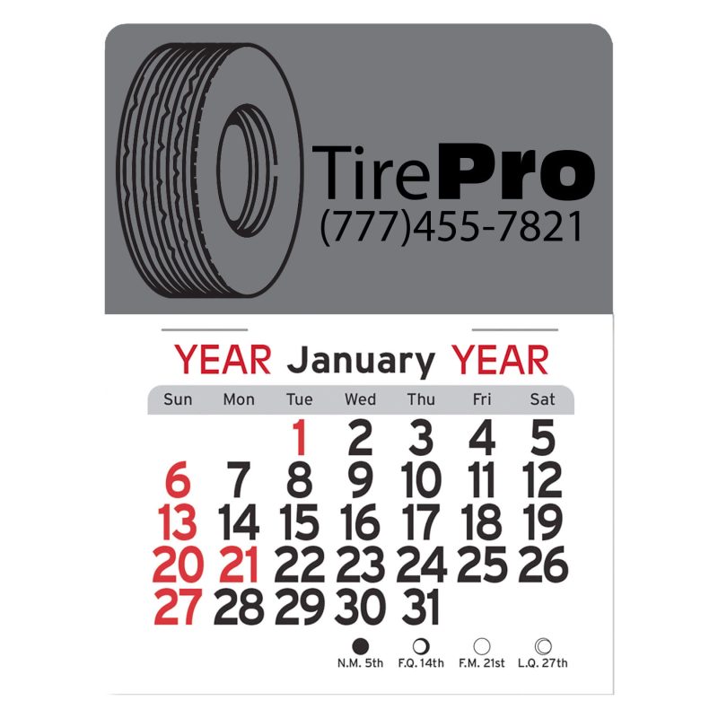 Custom Adhesive Peel-N-Stick® Calendar - Tire - 3