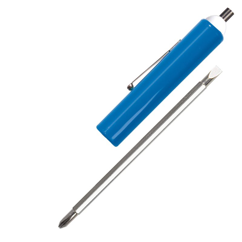 Custom Jumbo Pocket Screwdriver - Reversible 3/16" Flat Tip & #1 Phillips Blade w/Magnet Top - 3
