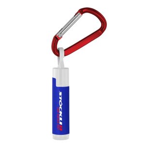 Custom SPF 15 Lip Balm in White Tube with Hook Cap and Carabiner