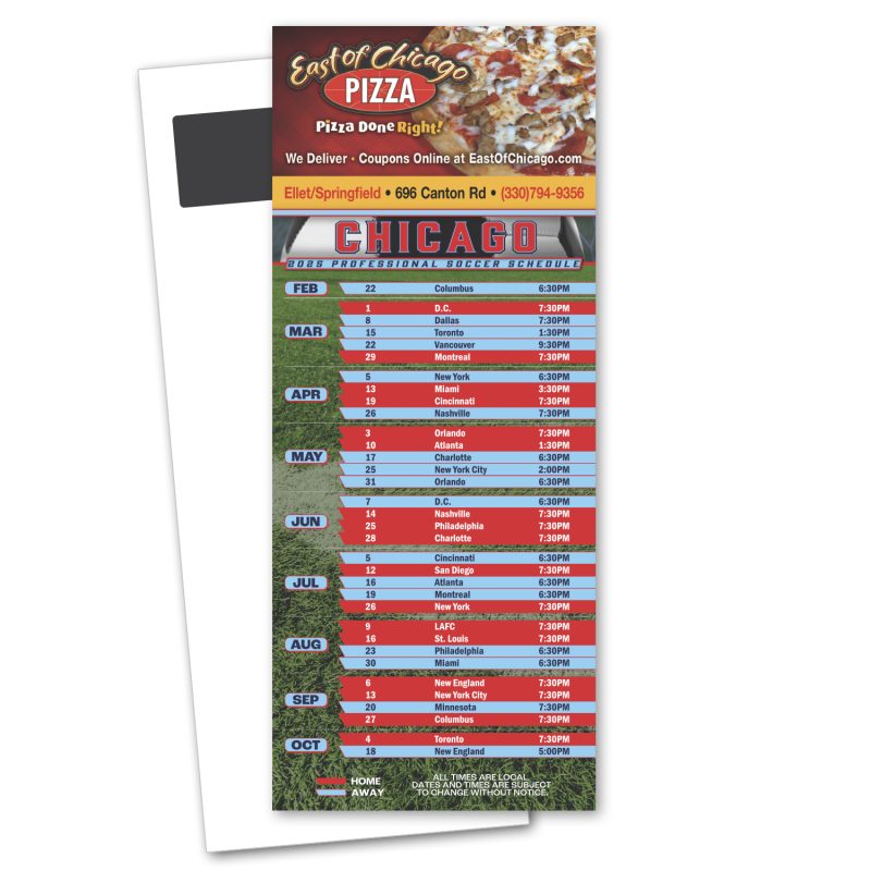 Custom Soccer Schedule Magnetic Stick Up Card