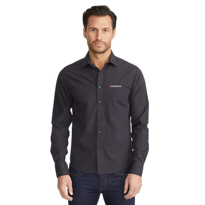 Custom Men's UNTUCKit Black Stone Wrinkle-Free Long Sleeve Button Up Shirt
